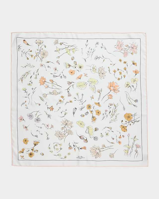 Floral-Print Silk Scarf